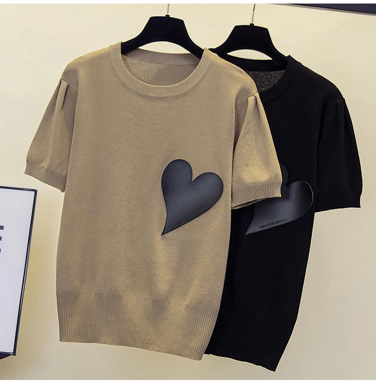 Spring Summer New Fashion Cashmere Sweater Women Knitted Short Sleeve Pullover Women Sweter Loose O-Neck Korean Version Tops