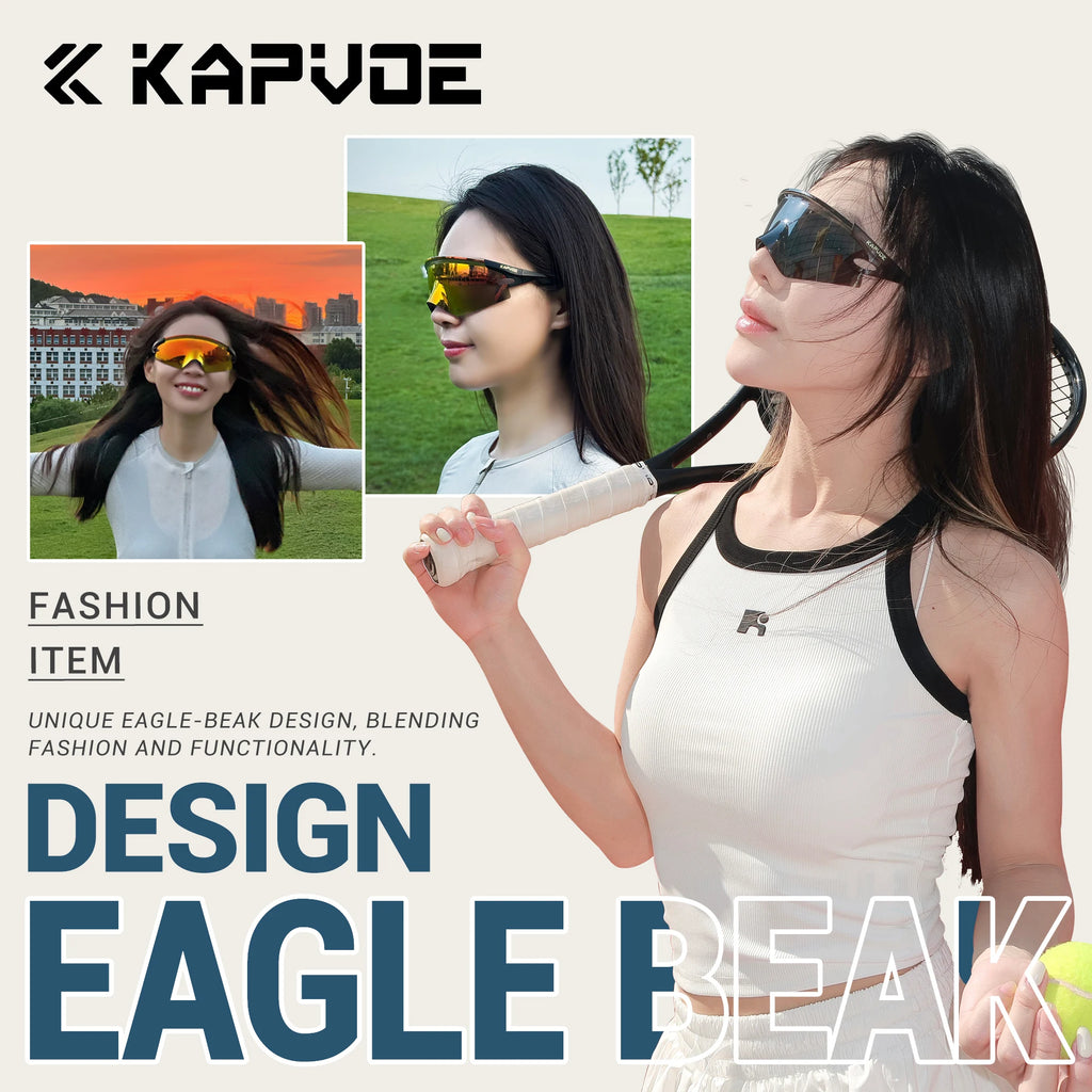 Kapvoe New Eagle Beak Photochromic Cycling Sunglasses Men Women MTB Glasses UV400 Bicycle Eyewear Sports Outdoor Bike Goggles