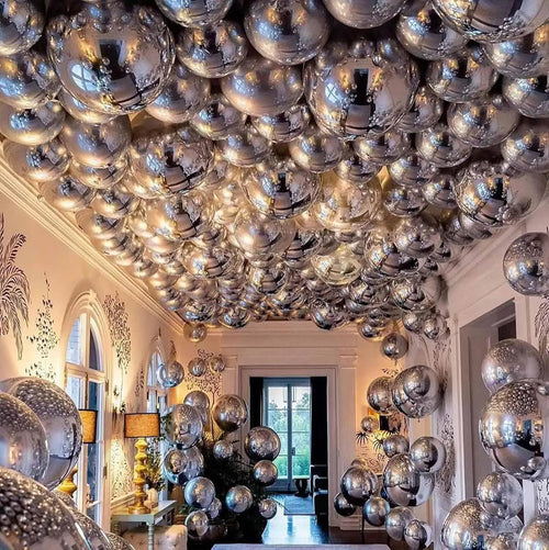 10/5Pcs Metal Silver Gold 4D Round Foil Balloon Mylar Balloons for Birthday Wedding New Year Baby Shower Party Decorations