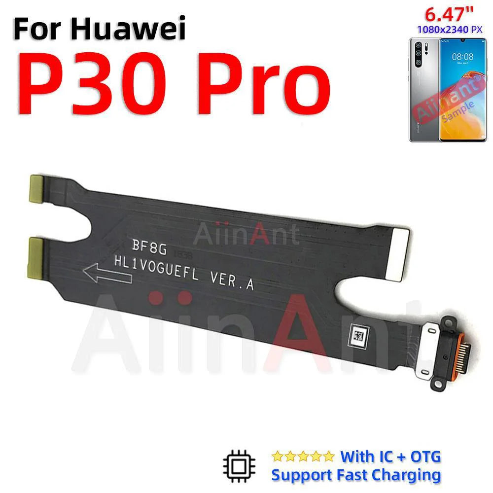 Aiinant USB Charger Dock Mic Connector Port Charging Board Flex Cable For Huawei P20 P30 Lite Plus Pro 2017 2018 Phone Parts