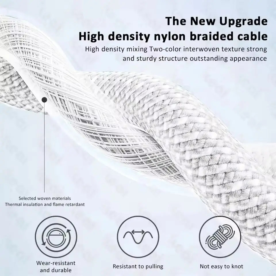 1-50Pcs 60W USB C to Type C Weaving Cable For Apple iPhone 11 12 13 14 15 16 Pro Max Plus Fast Charging Cable Phone Accessories