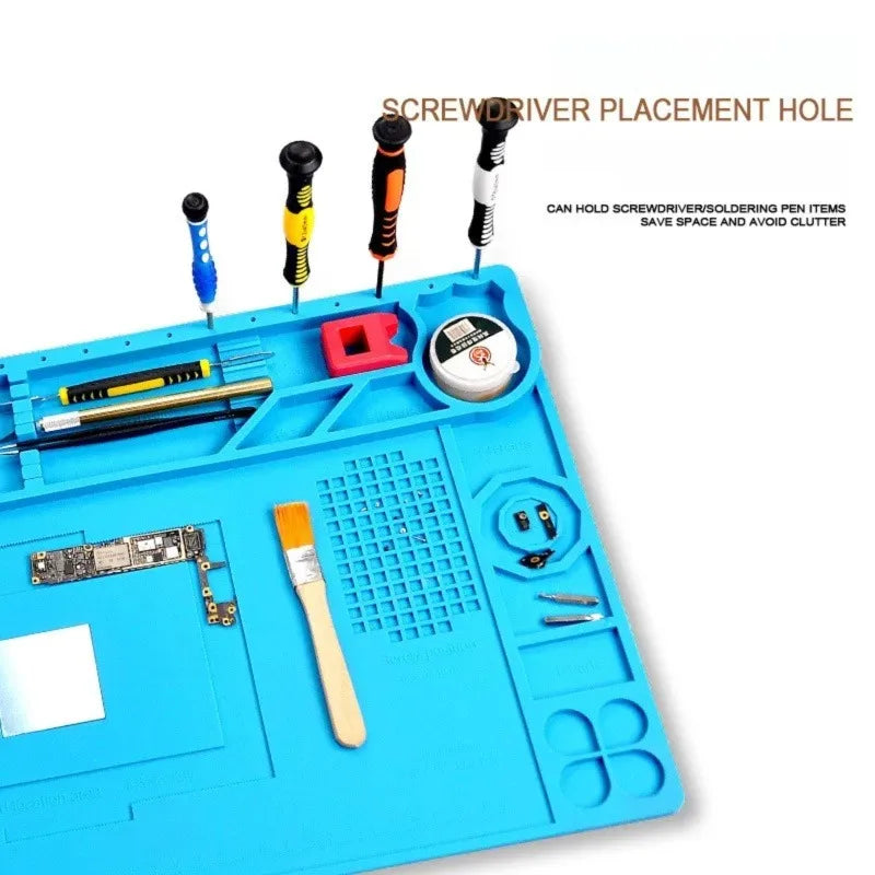 Magnetic Mat Silicone Repair Mat Circuit Board Soldering Pad Heat Resistant 932°F Anti-Static for ESD Iron Phone Repair