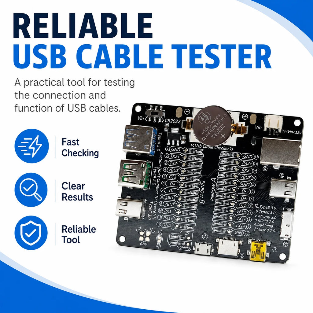 DT3 USB Cable Tester Data Cable Detection Board for IOS Android Micro Type-C Short Circuit on-Off Switching Test Board Tool