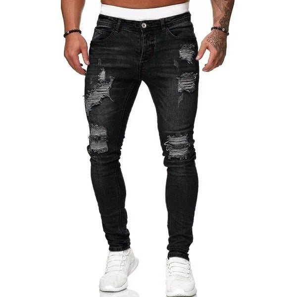 New 2025 high-quality Fashion Casual Cotton Business Black Denim Pants Male Trousers Men's Stretch Regular Fit Jeans S-XXXL