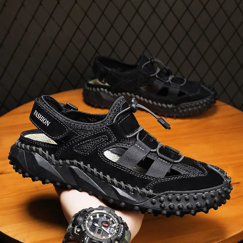 Summer Men Sandals Genuine Leather Mens Casual Shoes Outdoor Men Leather Sandals for Men Beach Shoes Roman mens Shoes
