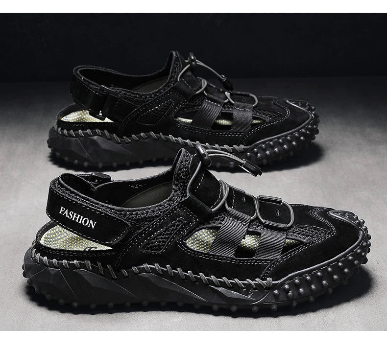 Summer Men Sandals Genuine Leather Mens Casual Shoes Outdoor Men Leather Sandals for Men Beach Shoes Roman mens Shoes