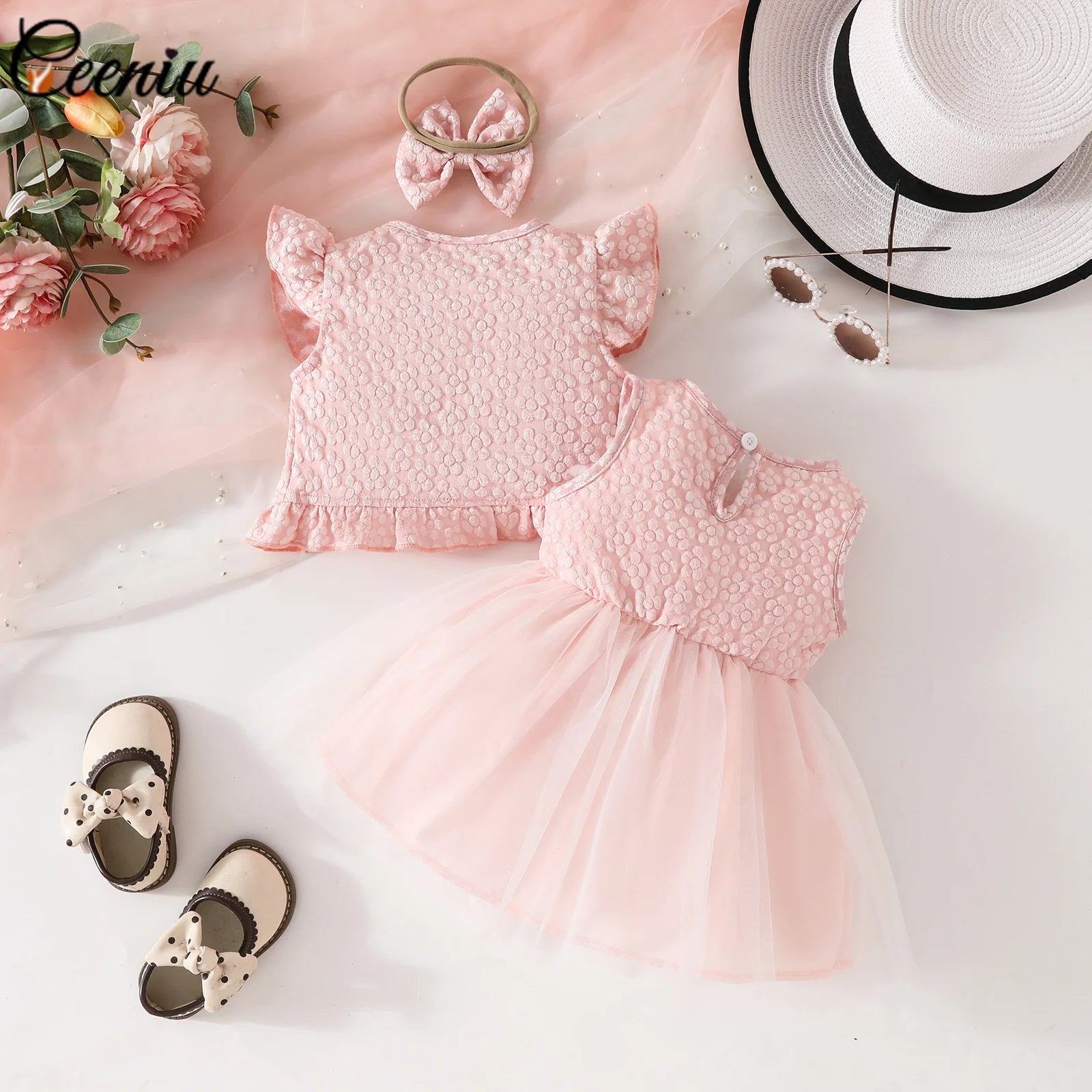 Ceeniu Baby Dresses For Birthday Long Sleeve Ruffles Bow Butterfly Party Dress For Girls 2024 Toddler Newborn Girl Clothes 2024