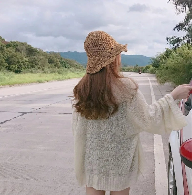 Knitted Cardigan women plus size Summer cardigan Sweater women Loose Hollow coat kardigan Sweter Cardigans korean top