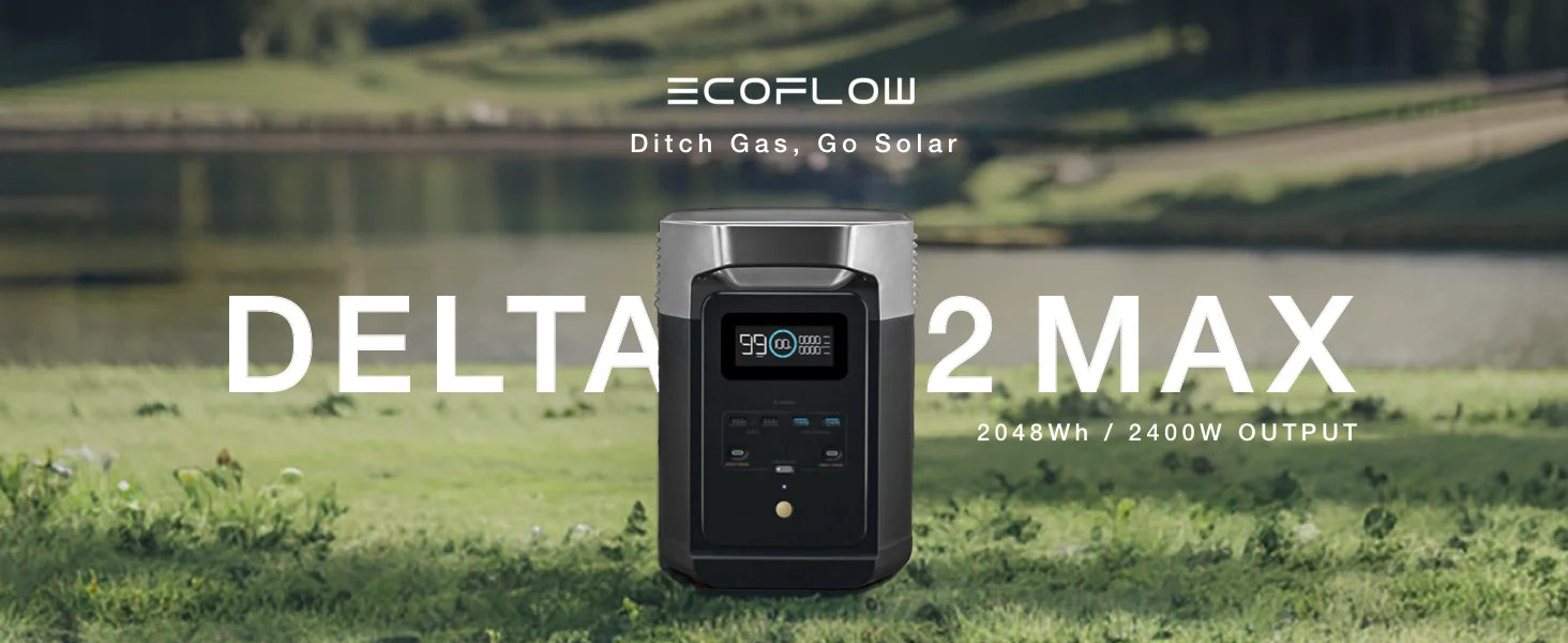 ECOFLOW Portable Power Station DELTA 2 Max, 1900Wh Solar Powered Generator, 2400W LFP Solar Generator, Full Charge in 1 Hr