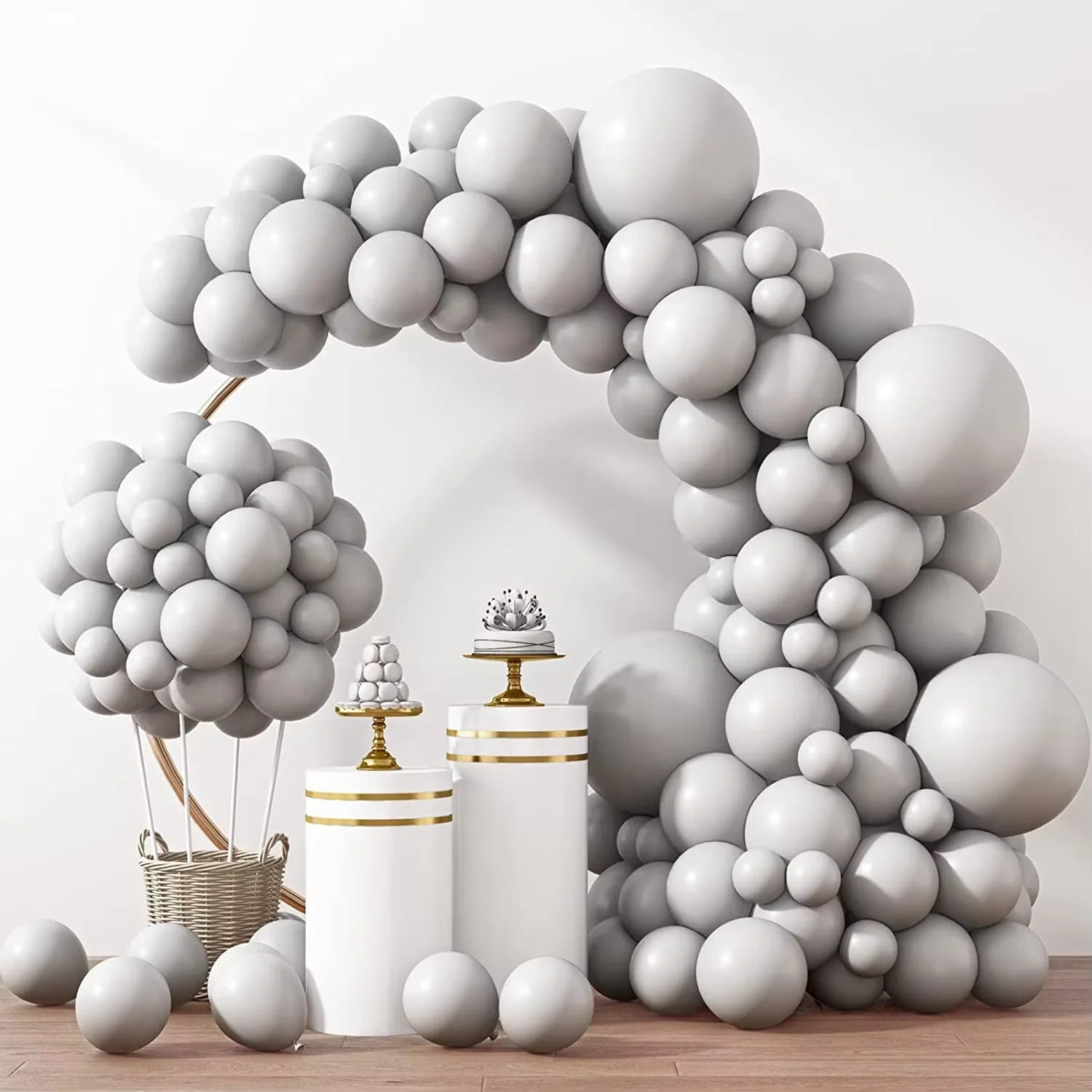 Metallic Gold Latex Balloons Set, Multi-Size Balloon Arch Kit for Birthday Party, Wedding, Graduation, Baby Shower Decorations