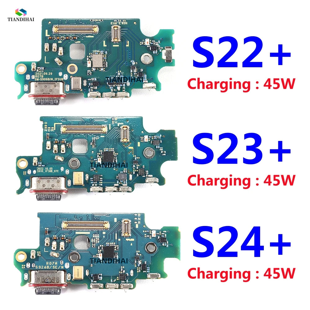 For Samsung Galaxy S24+ S23+ S22+ USB Dock Connector Charging Port Flex Cable Charger Board Microphone Parts S22 S23 S24 Plus