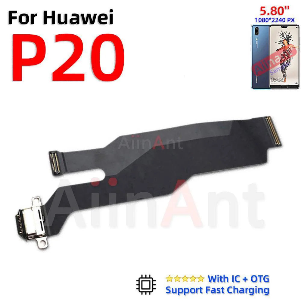 Aiinant USB Charger Dock Mic Connector Port Charging Board Flex Cable For Huawei P20 P30 Lite Plus Pro 2017 2018 Phone Parts