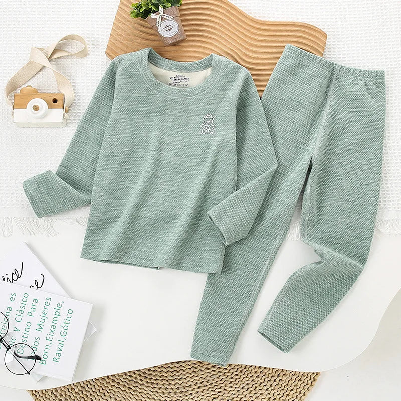 3-14 Years Autumn Winter Thermal Underwear Suit Girls Clothing Sets Boys Pajama Sets No Trace Warm Sleepwear Kids Clothes