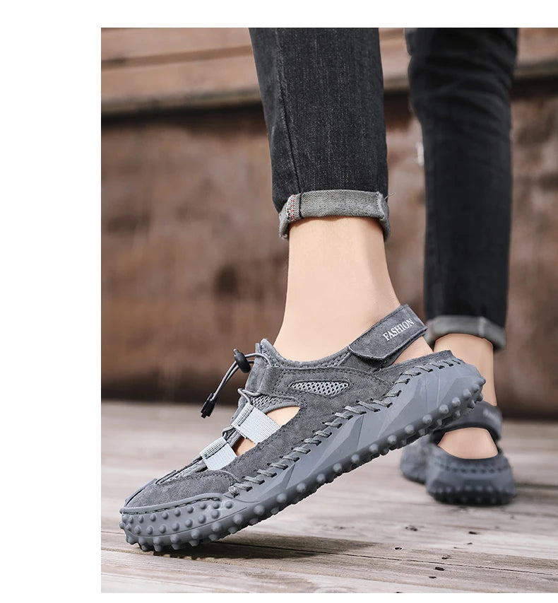 Summer Men Sandals Genuine Leather Mens Casual Shoes Outdoor Men Leather Sandals for Men Beach Shoes Roman mens Shoes
