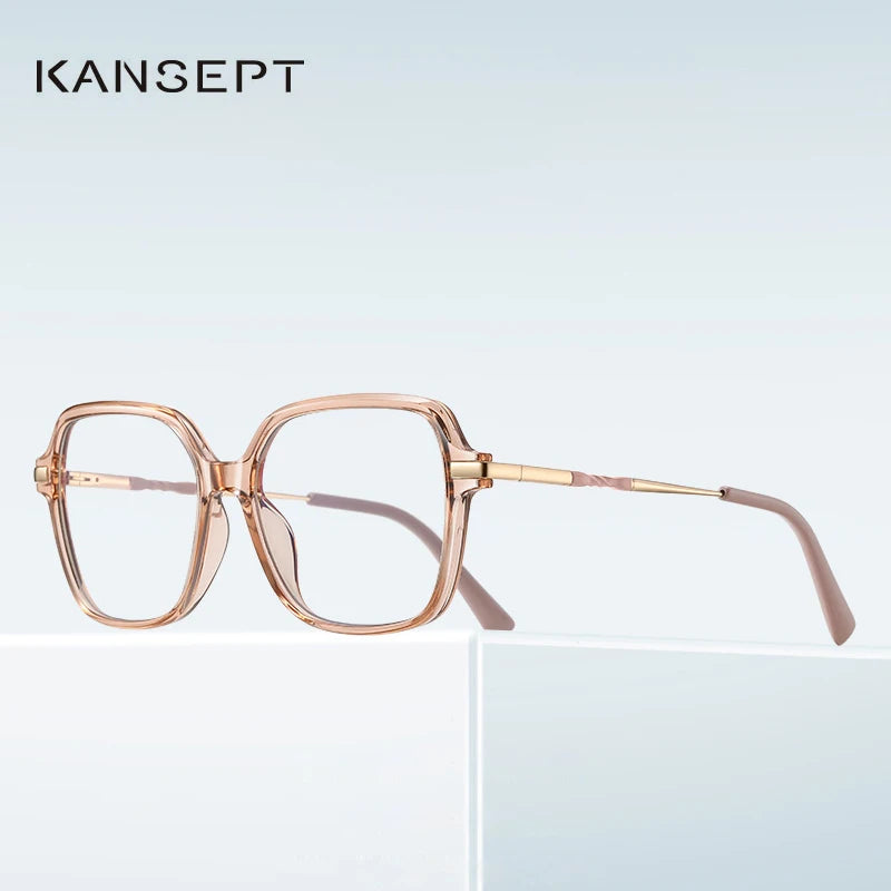 KANSEPT Square Large Frame Women's Glasses Anti-Blue Light Reading Glasses Customizable Prescription Luxury Mens Lenses to Read