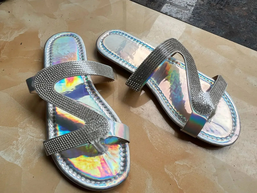 Sexy Women Sandals Summer Beach Shallow Mouth Rhinestones Ladies Fashion Show Comfortable Light Shoes Sandalias Femininas