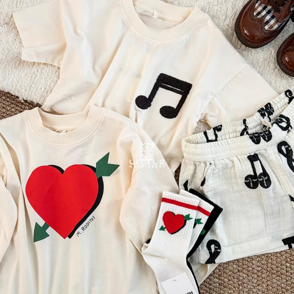 Toddler Girl Clothes Mini Brand 2026 New Summer Boys T-Shirt + Shorts Note Baby Dresses Casual Cotton Pants Children Outfit Set
