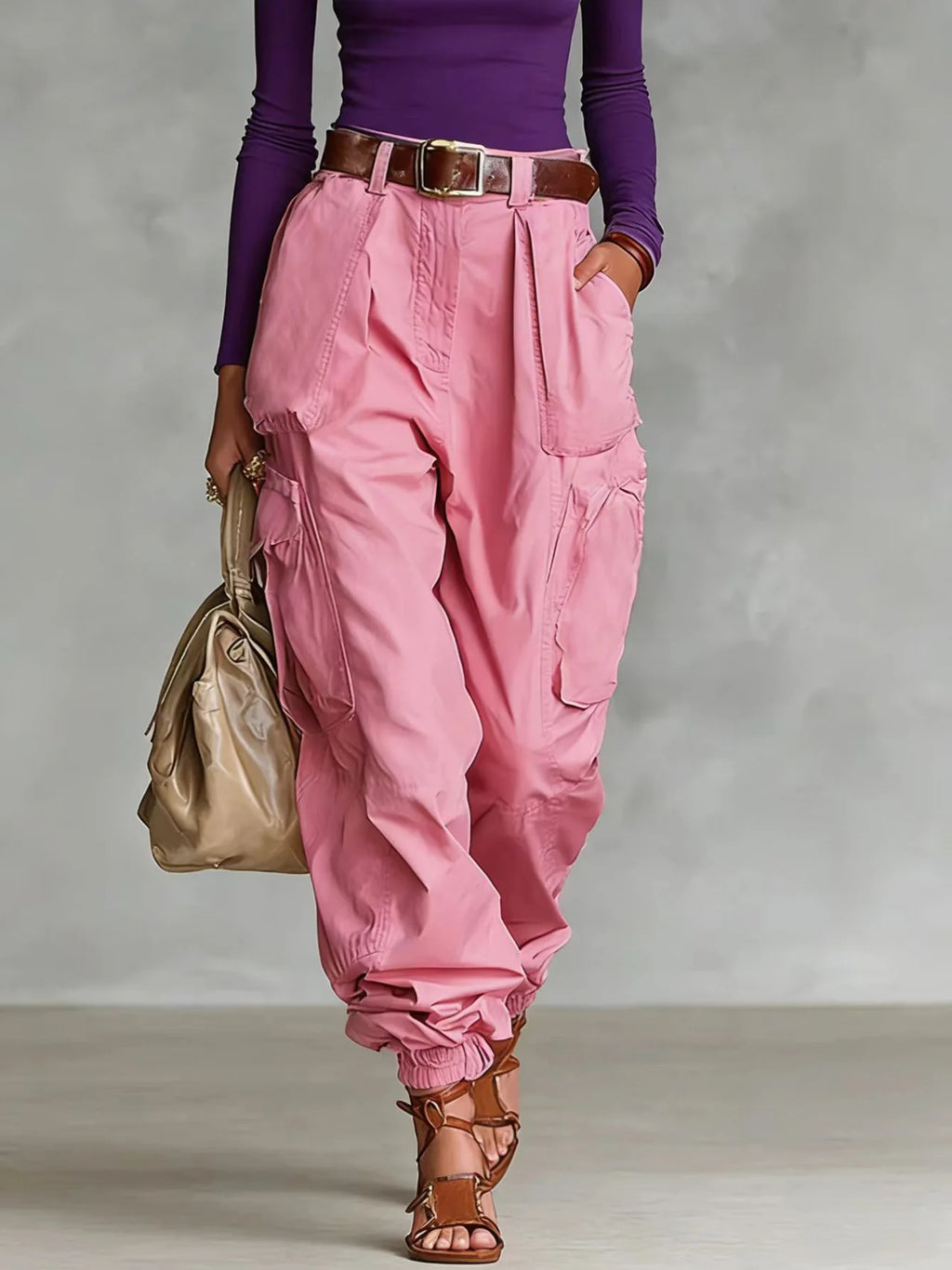 Pantalones De Mujer New High Waist Pocket Solid Color Overalls Women's Summer New Loose Casual Vacation Outdoor Sports Overalls