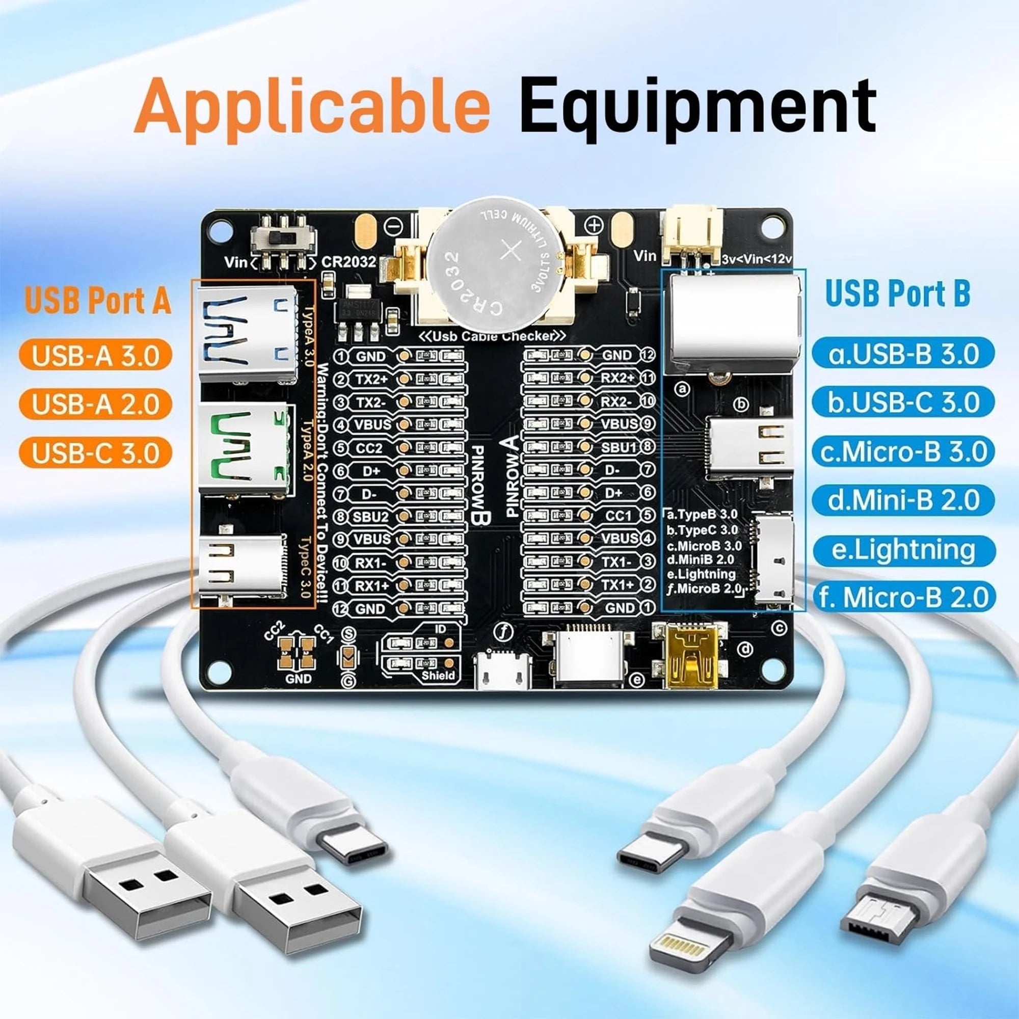 DT3 USB Cable Tester Data Cable Detection Board for IOS Android Micro Type-C Short Circuit on-Off Switching Test Board Tool