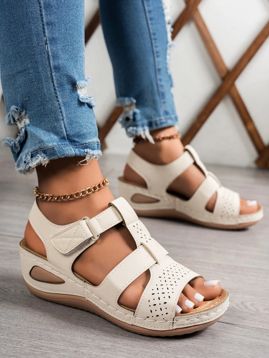 Summer Wedge Sandals for Women 2026 New Fashion Non Slip Beach Shoes Woman Lightweight Casual Platform Plus Size Sandals Women