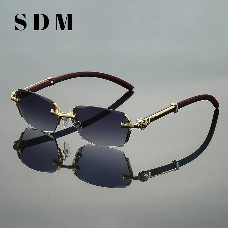 KAMMPT Semi-rimless Rectangle Sunglasses Men 2026 New Gradient Multi-color Shades Women Trendy Luxury Brand Design Sun GlassesJ