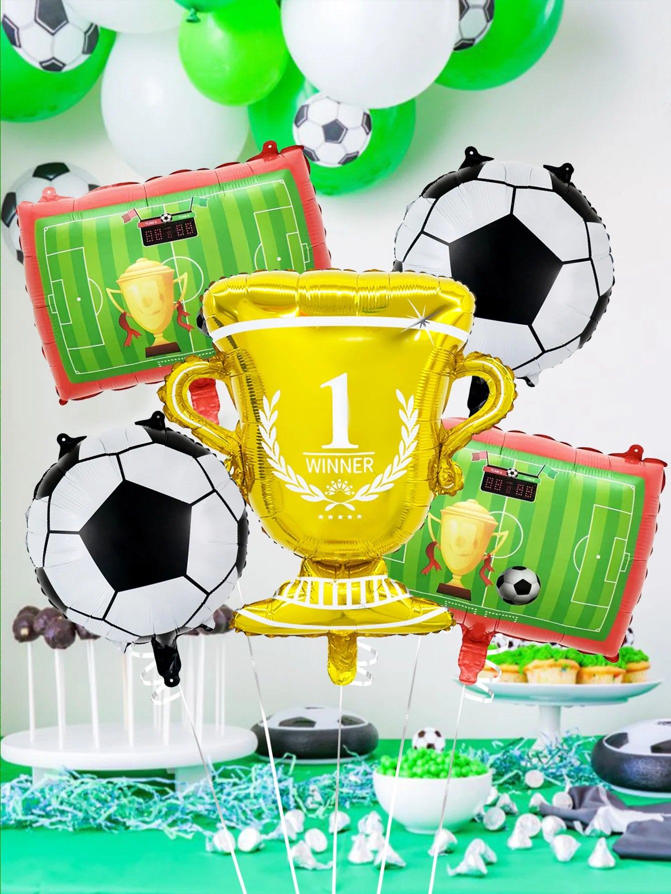 5pcs Football Party Balloons Set suitable for Soccer matches birthday party decorations Sports Soccer themed party Supplies,