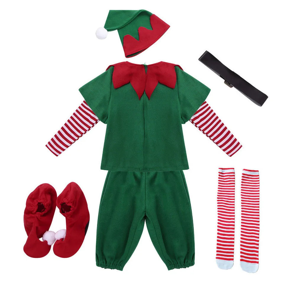 Baby Girl Clothes Pajamas Sets Boys Tops Set Child Christmas Gift Carnival Party Dress Kids Halloween Elf Cosplay Costumes Suit
