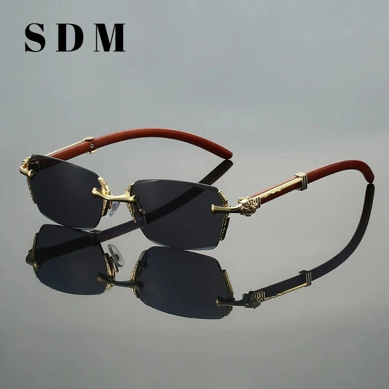 KAMMPT Semi-rimless Rectangle Sunglasses Men 2026 New Gradient Multi-color Shades Women Trendy Luxury Brand Design Sun GlassesJ