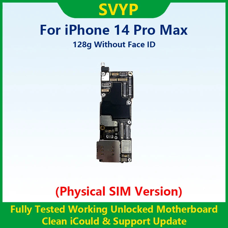 Fully Tested Authentic Mainboard For iPhone 14 Pro Max Unlocked Motherboard With Face ID Cleaned iCloud Physics SIM Version