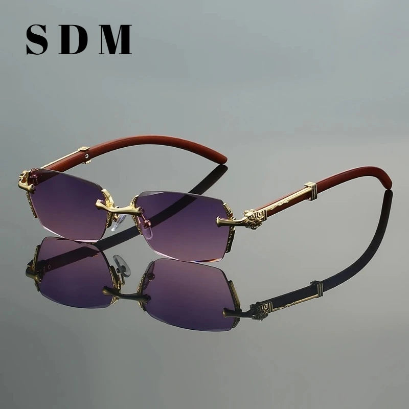 KAMMPT Semi-rimless Rectangle Sunglasses Men 2026 New Gradient Multi-color Shades Women Trendy Luxury Brand Design Sun GlassesJ