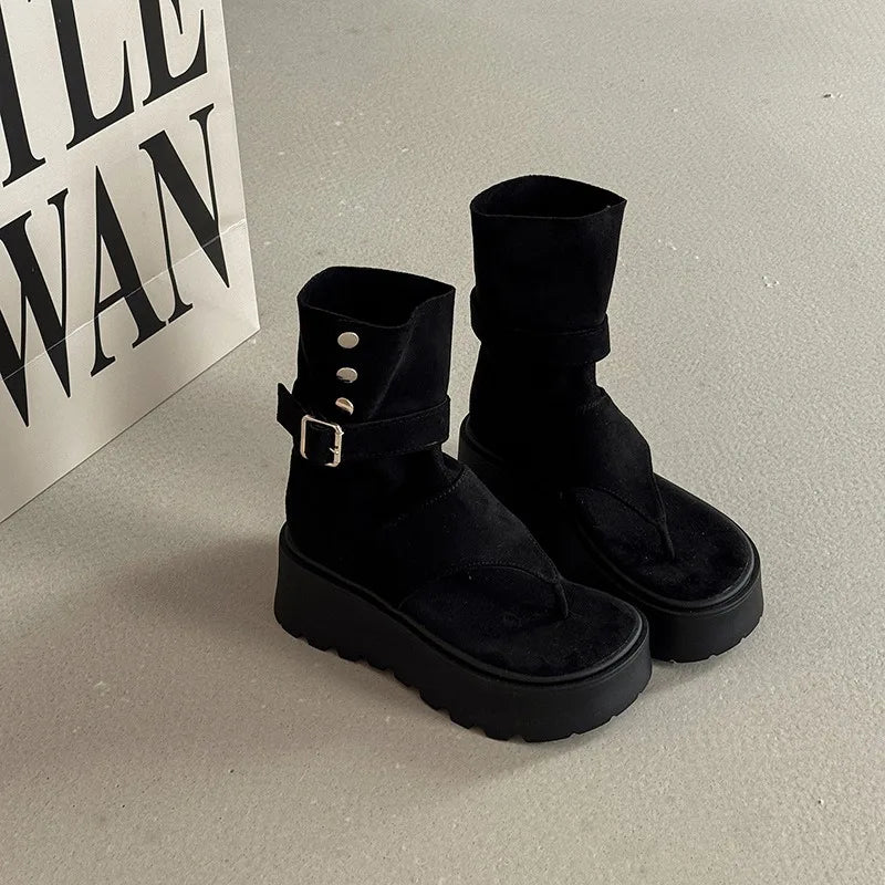 Women's Sandals Summer Fashion Bohemian Platform Sandals Hollow Out Ort Tube Pants Women Boots Retro Roman Boots Sandalias Mujer