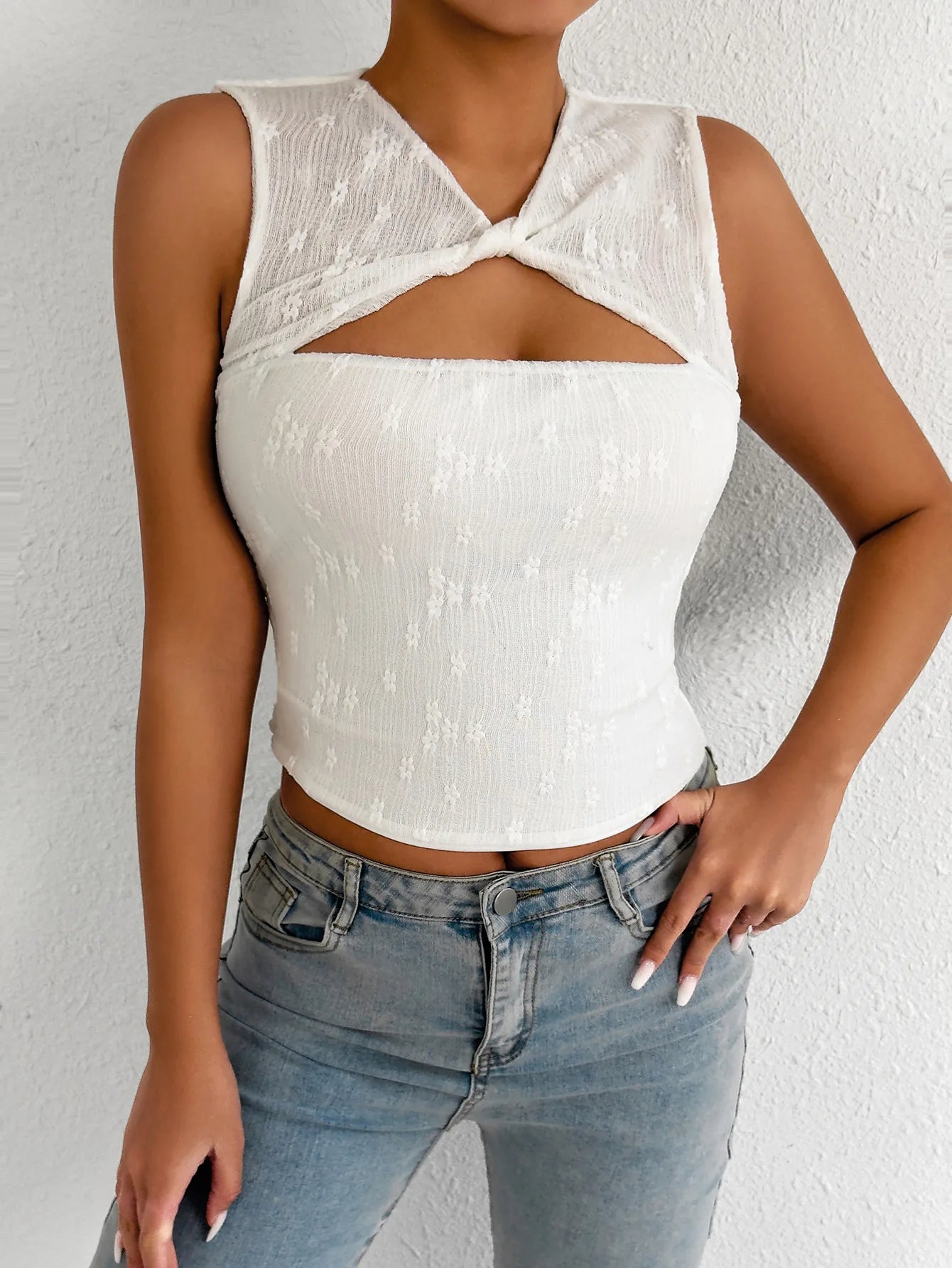 Fairyshely 2026 Sexy Summer Sleeveless Short Lace Top Women Hollow Bodycon Crop Tops Lady Solid Off Shoulder Club Party Clothes