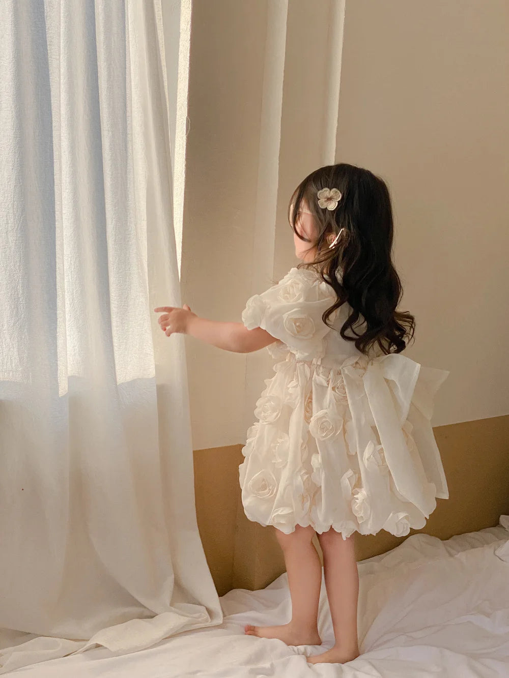 HoneyCherry Spring Summer Girls Short Sleeve Floral Princess Dresses Girl Baby Dresses Children's Birthday Dresses