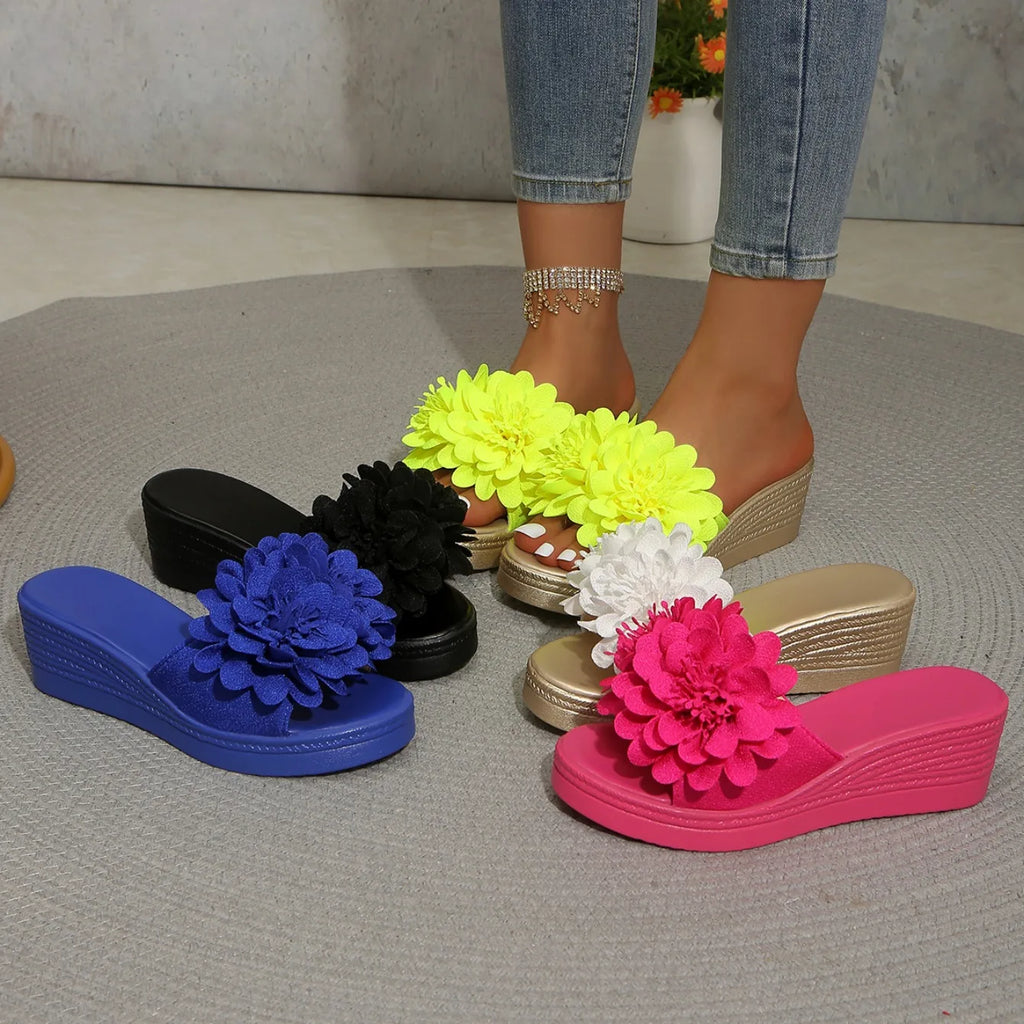 Summer Women Sandals Lightweight Slip on Shoes Women Platform Female Sandals Fashion Flower Hollow Wedge Beach Shoes for Women