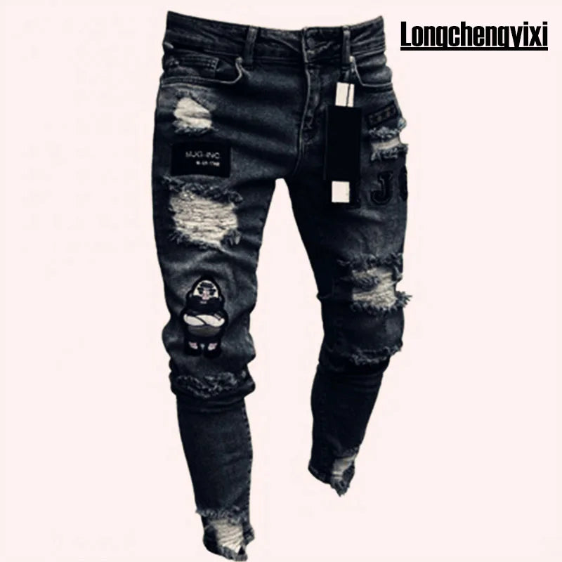 New 2025 high-quality Fashion Casual Cotton Business Black Denim Pants Male Trousers Men's Stretch Regular Fit Jeans S-XXXL