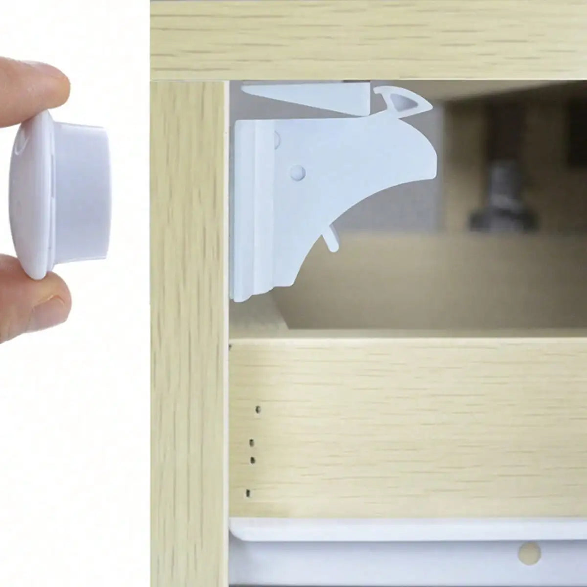 1 piece of non perforated magnetic cabinet lock is easy to install in seconds without the need for screws or drilling