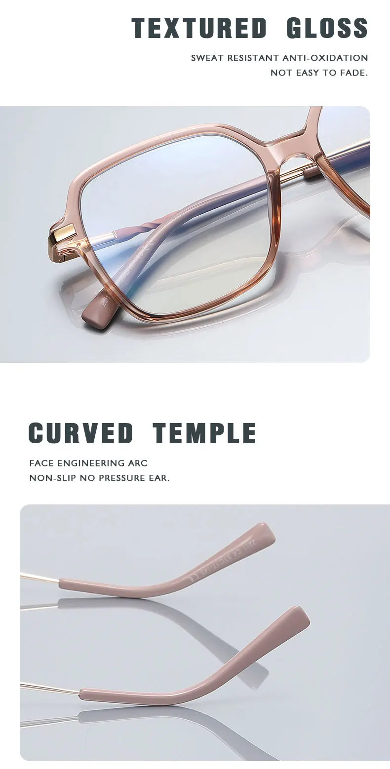 KANSEPT Square Large Frame Women's Glasses Anti-Blue Light Reading Glasses Customizable Prescription Luxury Mens Lenses to Read
