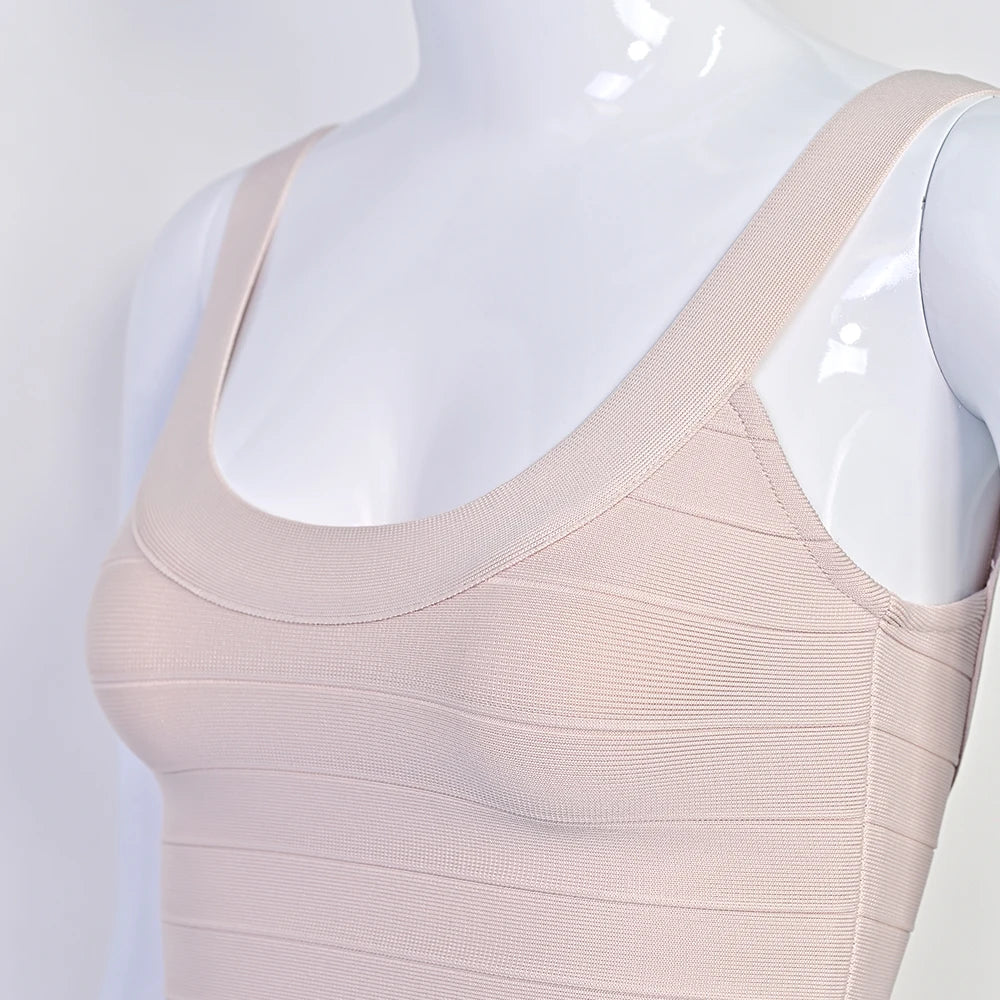 BEAUKEY New Trendy Pink Ginger Bandage Mini Party Dress Women Quality Sexy Bustier Backless Bodycon Dress Club Birthday Dress