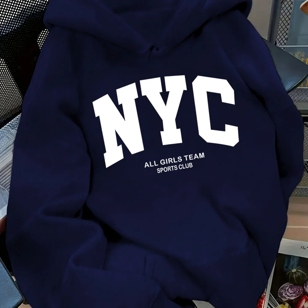 Men's long-sleeved pullover with fashionable New York print design A cozy comfortable warm sweater suitable for autumn winter