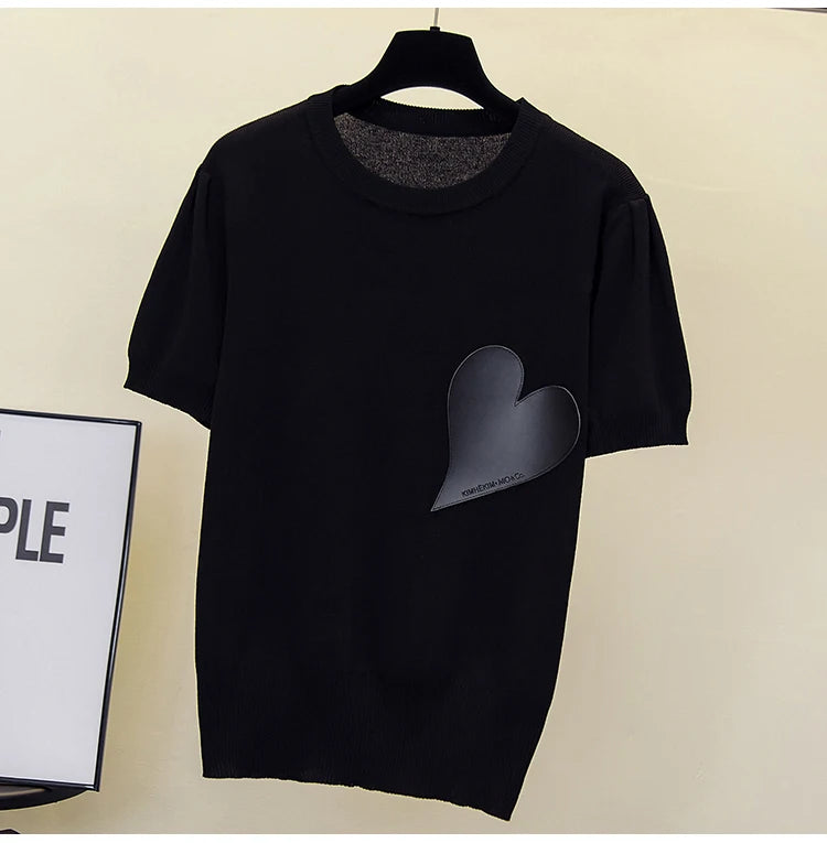 Spring Summer New Fashion Cashmere Sweater Women Knitted Short Sleeve Pullover Women Sweter Loose O-Neck Korean Version Tops