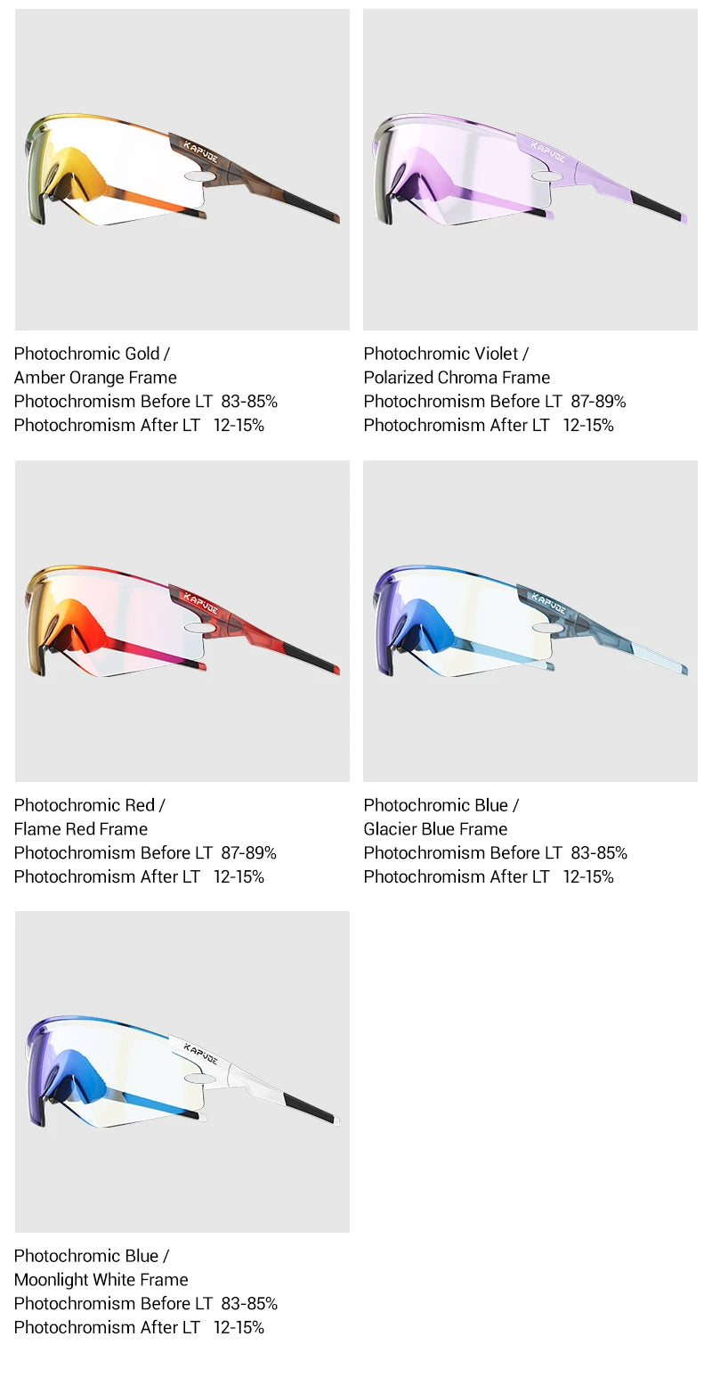 Kapvoe New Eagle Beak Photochromic Cycling Sunglasses Men Women MTB Glasses UV400 Bicycle Eyewear Sports Outdoor Bike Goggles