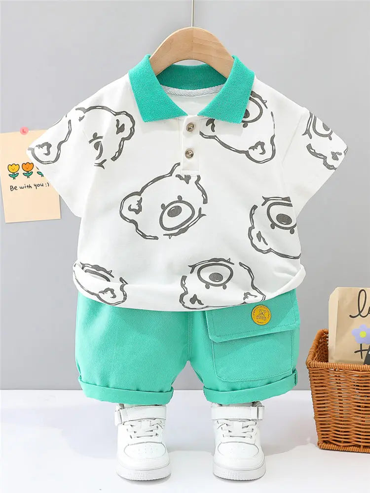 New Summer Baby Clothes Suit Children Boys Girls Cartoon Bear T Shirt Shorts 2Pcs/Set Toddler Casual Clothing Kids Tracksuits