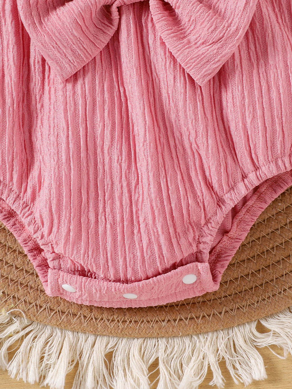 3pcs  Spring new girl 0-1 years old sweet and cute white long-sleeved pink one-piece suit