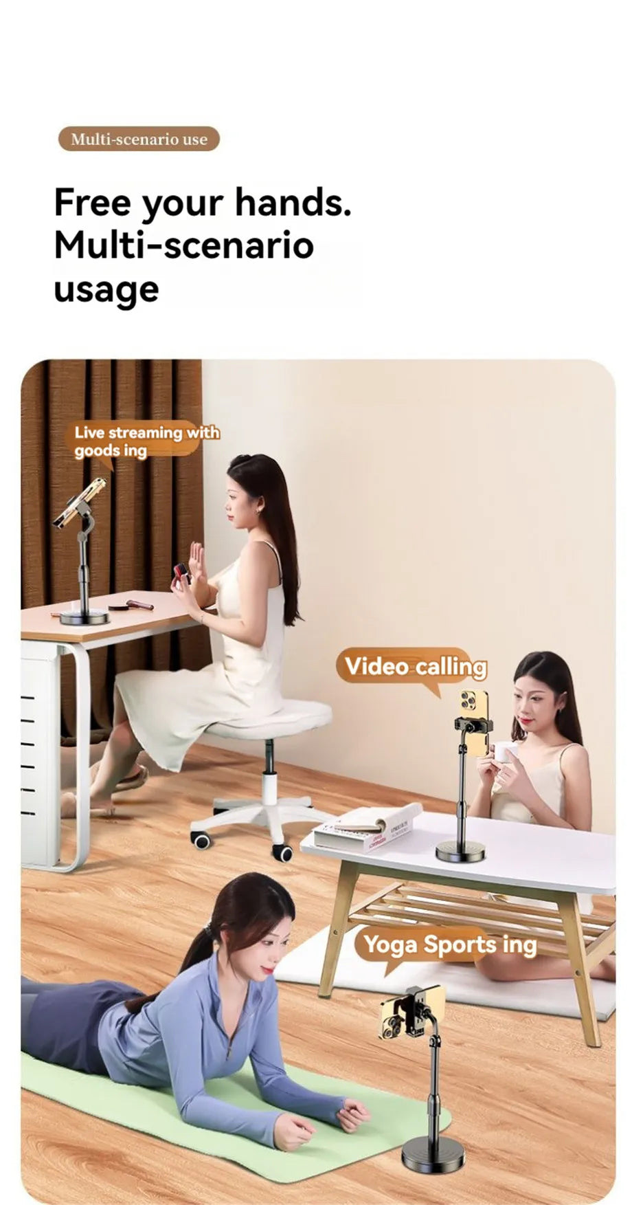 360° Rotatable Anti-Slip Base Desktop Holder Foldable Adjustable Mobile Phone Bracket Phone Video Live For iPhone Samsung Xiaomi