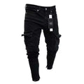 Mens Stretchy Skinny Ripped Jeans Men Side Pocket Washed Slim Denim Pants Biker Jeans Fashion Sweatpants Hip Hop Trousers Jogger