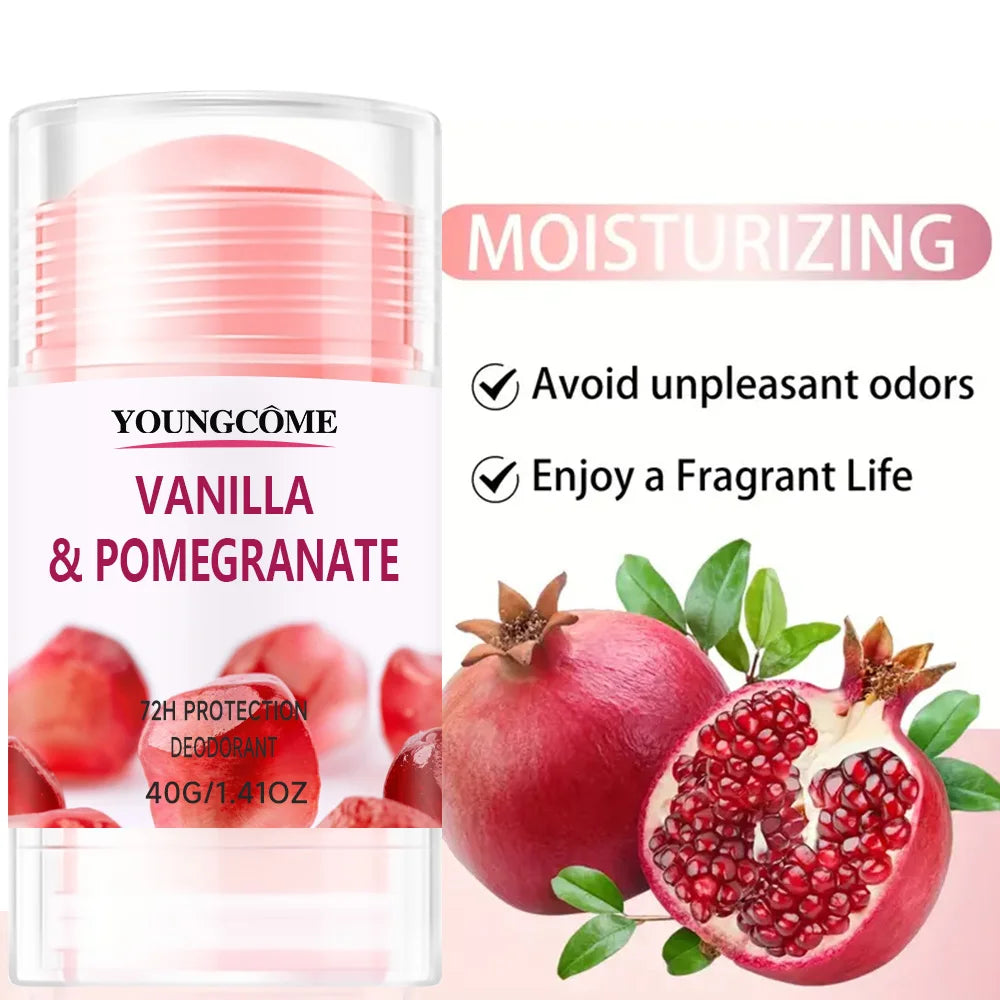 Aluminum Free Deodorant for Women 1/5 Count Pomegranate and Lemon Verbena 72 hour odor protection Whole Body Deodorant Sticks