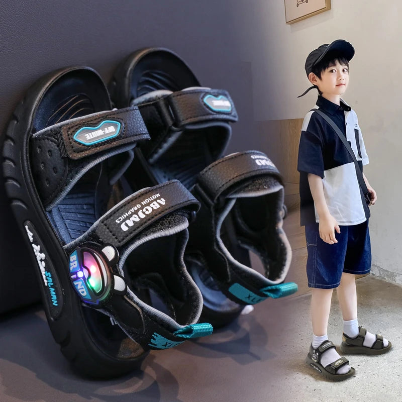 Summer Sandals for Boys Casual Beach Shoes Breathable Sport Sandals Comfortable Soft Sole Kids Shoes Fashion Non-slip Sandalias