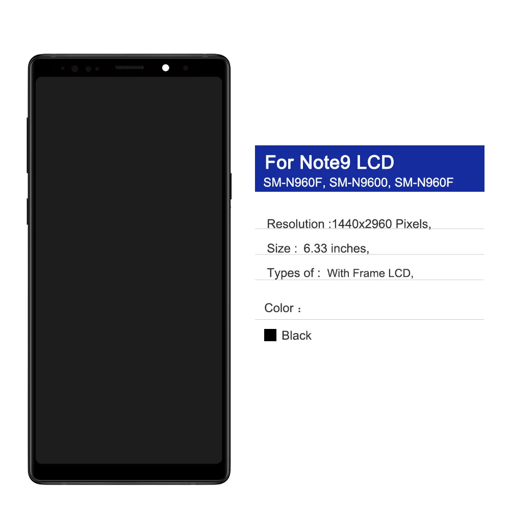 New Note 9 LCD For Samsung Note9 LCD Display Touch Screen Digitizer Repair Parts with Frame N960F N960D/S Replacement 100% Test