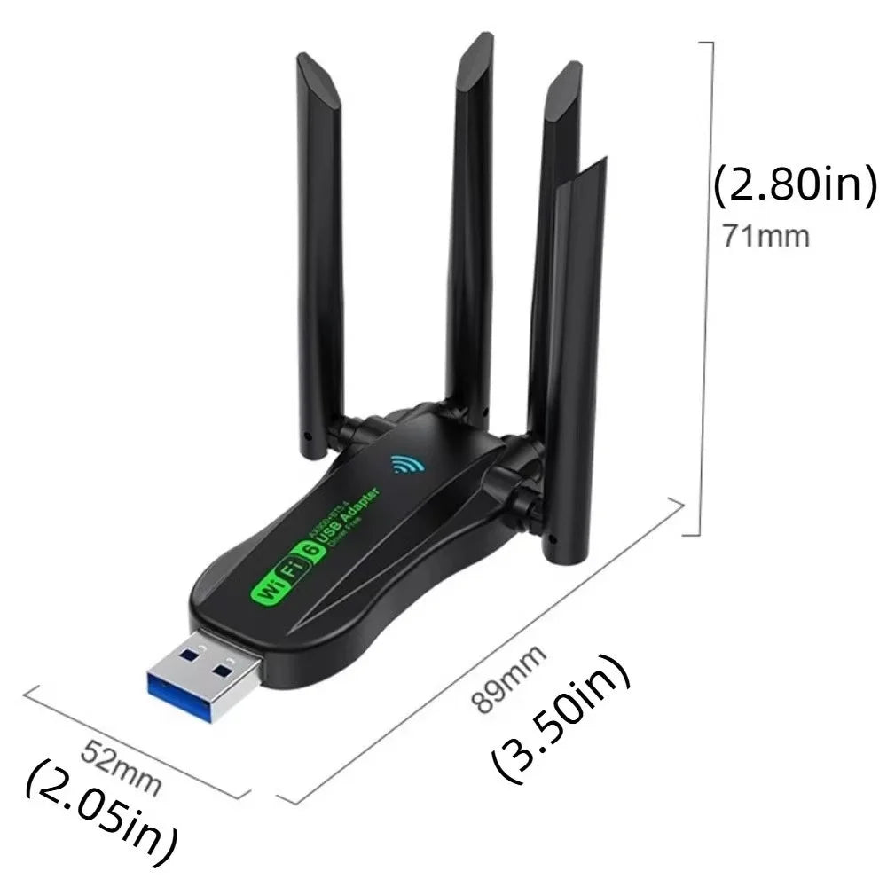 Dual Band WiFi6 USB Adapter, AX900 Bluetooth 5.4 900Mbps WiFi Dongle, Plug Play 4 Antenna 2.4G/5Ghz USB Interface Wireless Netwo