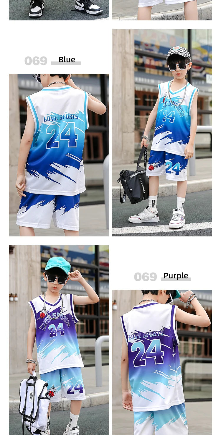 Children Team Training Uniform Kids Basketball Jersey Quick-drying Boy and Girls Comfortable Shirt  Child Sportswear Tracksuits